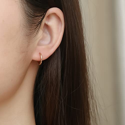 Osayia 316L Surgical Stainless Steel Small Hoop Earrings 8mm 10mm 12mm Hypoallergenic Huggie Thin Hoop Earrings Helix Lobes Hinged Sleeper Earrings Men Women for Cartilage Piercings - color: I: Rose Gold (Diameter 8mm/10mm/12mm),3 Pairs