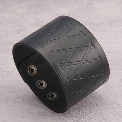 GelConnie Leather Cuff Bracelet Punk Braided Bracelets Rock Leather Wristbands Faux Mens Leather Bracelet Gothic Viking Bangle Adjustable Wrap Bracelet for Women,Men - color: MLPB087-Black