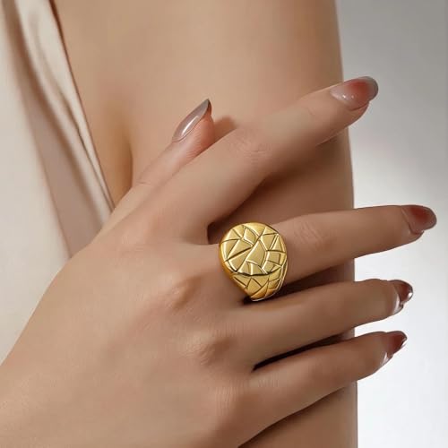 PCY Stainless Steel Gold Plated Men Women Band Ring - color: 18mm Gold YX