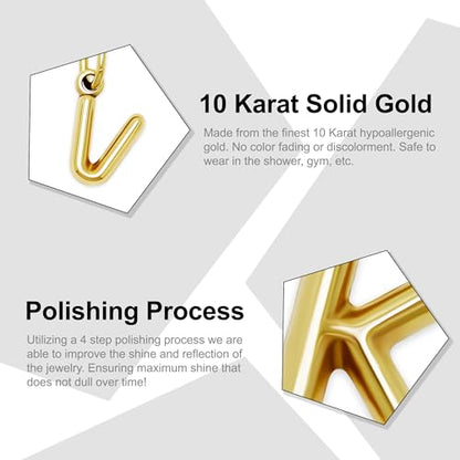 Gold Puffed Initial Letter Charm - 10 Karat Gold - 3D Bubble Letter Pendant - style: Letter v