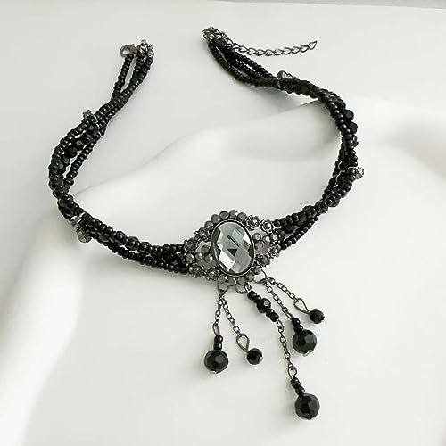 Gothic Black Choker Necklace, Elegant Lace Collar Design, Adjustable Velvet Ribbon, Dark Jewelry for Women, Unique Goth Gifts - style: Black Choker