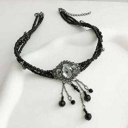 Gothic Black Choker Necklace, Elegant Lace Collar Design, Adjustable Velvet Ribbon, Dark Jewelry for Women, Unique Goth Gifts - style: Black Choker