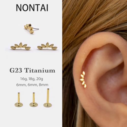 20G/18G/16G Flat Back Earrings Tiny Nose Stud, Cartilage Earring Threadless Tragus Helix Stud Conch Piercing Jewelry - color: Dot Climber (gold 2pcs), size: 16 gauge (1.2mm post)