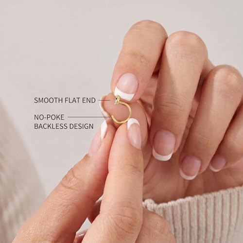 2/4Pairs 14K Gold Stay Close Hoop Huggie Half Hoop Earrings Minimalist Tiny Cartilage Helix Open Hugging for Women | Hypoallergenic 316L Stainless Steel Jewelry Set Trending Valentine's Day Gifts (A10) - color: 4 Pairs Gold 02