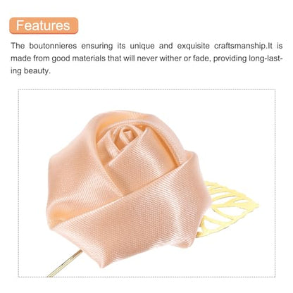 MECCANIXITY Groom Boutonnieres Rose Boutonnieres Pins for Wedding - color: Light Pink