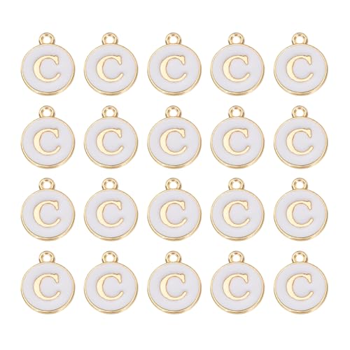 MECCANIXITY Pendants Letter Charm Initial Charm Double Sided Alphabet for DIY Necklace Bracelet Earrings Jewelry Making - style: C