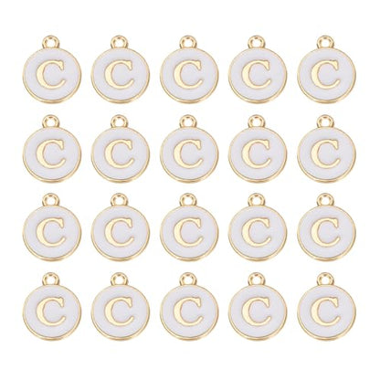 MECCANIXITY Pendants Letter Charm Initial Charm Double Sided Alphabet for DIY Necklace Bracelet Earrings Jewelry Making - style: C