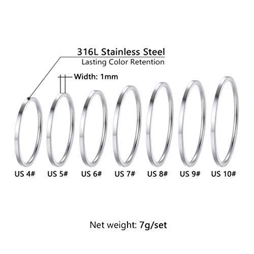 PROSTEEL Stainless Steel Rings Set, Women's Plain Band Knuckle Stacking Midi Rings Comfort Fit, Silver/Gold/Rose Gold/Black Tone, Multi Size #4-#12 - color: N 14 pcs-silver & gold