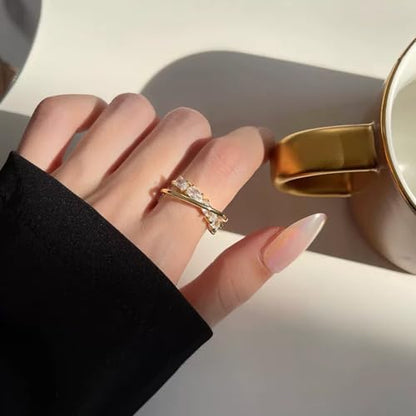 1 Piece Gold Colombian Crystal Adjustable Open Ring, Boho Style for Parties, Weddings, Casual Wear & Gift for Women