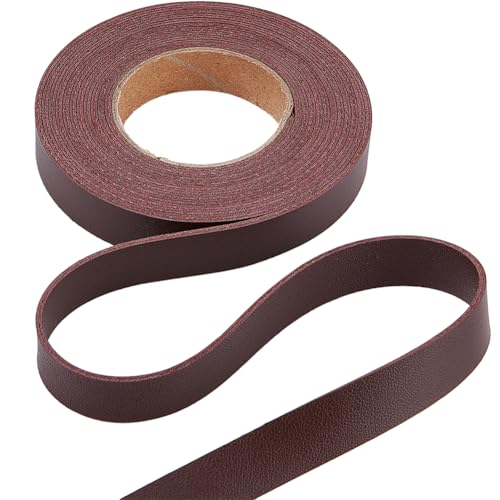 GORGECRAFT 1/2" Wide Double-Sided Leather Cord 79" Flat Lychee Grain Leather Strips Strings 1.7mm Thick PU Leather Strap Braided Threads for DIY Crafts Belt Jewelry Making, Coconut Brown - color: Coconut Brown, size: 79x0.5"