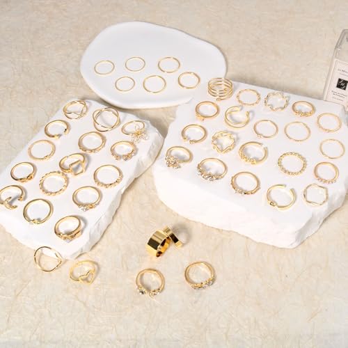CHICUTIE Gold Knuckle Rings Set For Women Stackable Joint Finger Midi Rings Dainty Cubic Crystal Zirconia Simple Hollow Twist Cute Rings Pack Jewelry Gift - style: 46pcs Gold