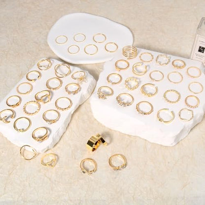 CHICUTIE Gold Knuckle Rings Set For Women Stackable Joint Finger Midi Rings Dainty Cubic Crystal Zirconia Simple Hollow Twist Cute Rings Pack Jewelry Gift - style: 46pcs Gold