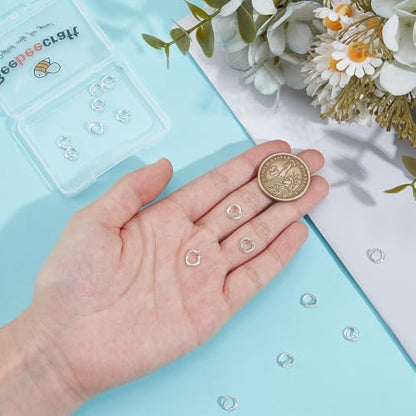 Beebeecraft 1 Box 30Pcs Locking Jump Rings 7.5mm Small 925 Sterling Silver Plated Round Split Jump Ring Open O Connector for Jewelry Making Charms Necklaces Pendants Bracelets DIY Crafts - color: Silver