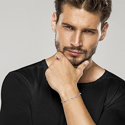 Miabella Italian 925 Sterling Silver 5mm Paperclip Bracelet for Women Men | Fine Jewelry, Solid Link Chain, Made in Italy - color: rhodium-plated-sterling-silver, size: Length 7 Inches