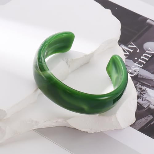 Firstmeet Wide Bold Open Cuff Acrylic Bangle - Oversized Statement Bracelet for Edgy Style - color: Green
