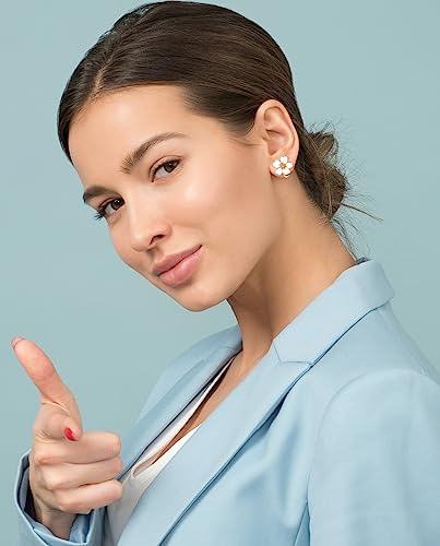 Tornito 10-15 Pairs Clip on Stud Earrings Non Pierced Teardrop Round Square CZ Pearl Twist Knot Flower Butterfly Heart Star Rainbow Cat Opal Clip on Earrings for Women - color: B: Gold Tone