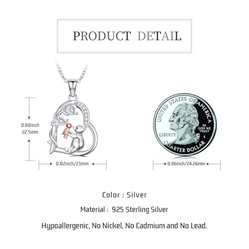 Heart Animal Necklace 925 Sterling Silver Cute Animal Pendant Jewelry Birthday Gifts for Women Girlfriend Mom Animal Lovers - style: 2 Bear