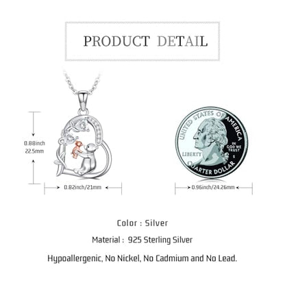 Heart Animal Necklace 925 Sterling Silver Cute Animal Pendant Jewelry Birthday Gifts for Women Girlfriend Mom Animal Lovers - style: 2 Bear