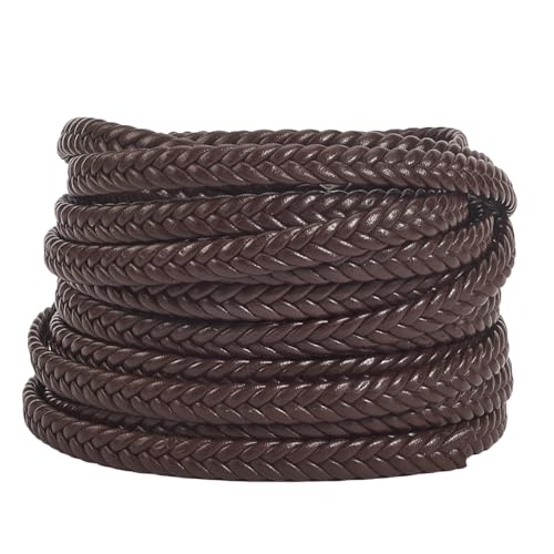 GORGECRAFT 5m x 8mm Braided Leather Cord Flat PU Leather Cord String Faux Leather Braiding Threads Bolo Tie Rope for DIY Crafts Bracelet Choker Necklace Anklets Keychain Jewelry Making, Coconut Brown