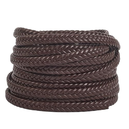 GORGECRAFT 5m x 8mm Braided Leather Cord Flat PU Leather Cord String Faux Leather Braiding Threads Bolo Tie Rope for DIY Crafts Bracelet Choker Necklace Anklets Keychain Jewelry Making, Coconut Brown