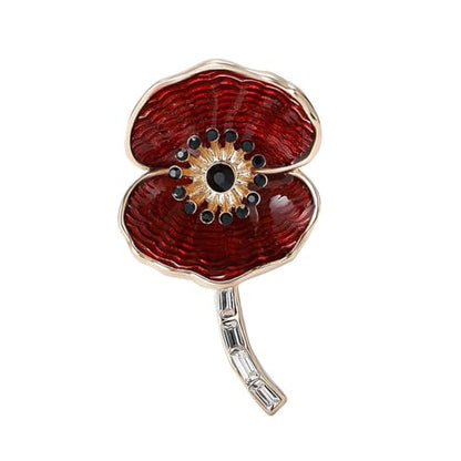 Flower Brooch for Women Rhinestone Pearl Zirconia Flower Lapel Pin Birthday Holiday Gift for Mother Wife Girlfriend - color: 14 Poppy