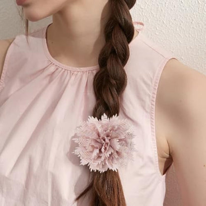 12cm Holiday Handmade Fabric Flower Brooch Pin for Women Girls Fashion Gold Thread Stripes Peony Brooches Lapel Hair Pins Dainty Anniversary Wedding Festival Dress Accessories Gift - color: Pink