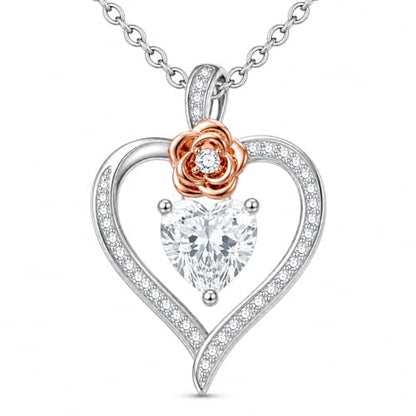 KQ&TTENG Heart Necklaces for Women 14K Gold Plating Hearts Necklace CZ Romantic Rose Pendant Mothers Day Anniversary Birthday Gift for Wife Mom Her - style: 11-Rose Heart Stone Necklace