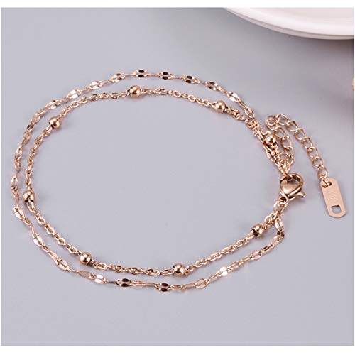RoseGold Ankle Bracelets for Women - Layered Anklets - Link Foot Jewellery - color: RoseGold - 6#