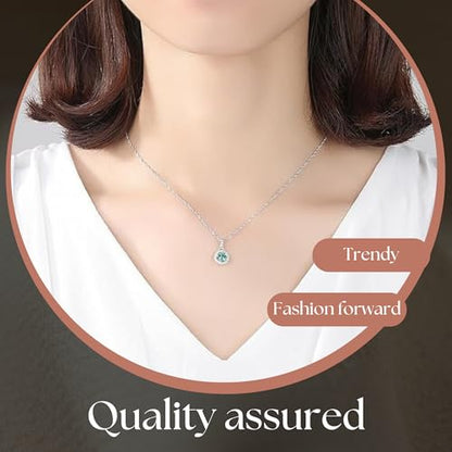 925 Sterling Silver Wedding Jewelry Set for Women - Sapphire Tone Gemstone Pendant Necklace and Stud Earrings with Cubic Zirconia Halo Design - Premium Rhodium Plated Finish - color: Green