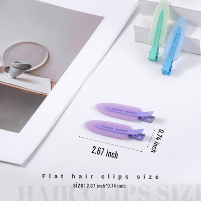 10 Pcs Creaseless No Crease No Bend Flat Hair Clips For Styling Non Slip Makeup Clips For Women Salon Hairstyle,Jelly White Green Neon-Green Blue Purple - color: Jelly White Green Neon-Green Blue Purple