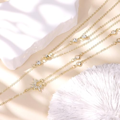14K Gold Plated Body Chains for Women Sexy Layered Belly Waist Chains Crossover Bikini Bra Chain Adjustable Beads Chest Chain Summer Beach Rhinestone Beach Nightclub Body Jewelry - style: style C