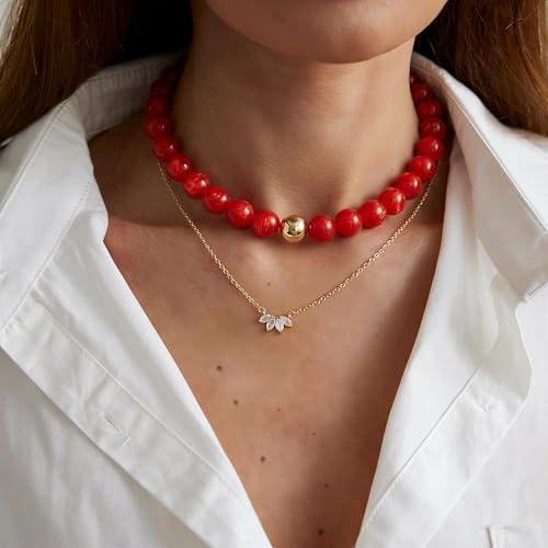 Chunky Beaded Necklace for Women, Colorful Trendy Statement Summer Jewelry Gift - color: necklace-6