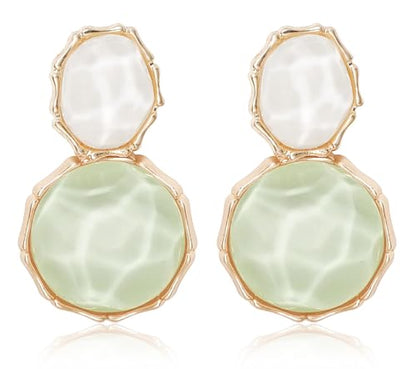 Resin Earrings for Women Acrylic Water Ripple Earring Boho Dangle Drop Earring - color: Light Green