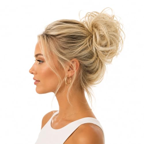 CAISHA Small Scrunchy Updo Hairpiece Ponytail Extensions Hair Tie White Blonde HG4a - color: white blonde #88 HG4a