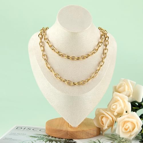 UMAOKANG Gold Plated Chains for Jewelry Making Stainless Steel Oval Chain | 2 Yard Embossed Oval Chains on Spool Jewelry Making Chain Bulk Chunky Chain Roll - color: Oval (Gold)