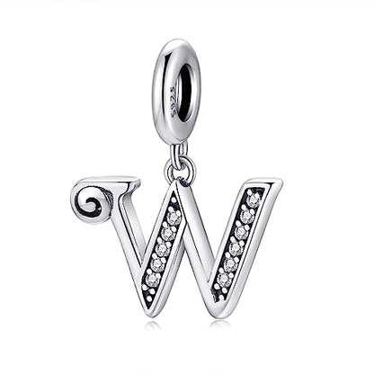 BETTY&SARAH 925 Sterling Silver Letter Charms for Bracelets and Necklace Alphabet Initial Pendant Jewelry Gift for Women - color: Pendant W
