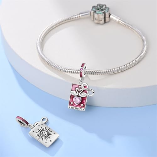 KUNSIR Charms Beads fits Pandora Charm bracelets for Woman 925 Sterling Silver Dangle Pendant Bead Jewelry Beads Gifts Happy Birthday Charms for Women Bracelet&Necklace - style: Tarot Lovers Pendant