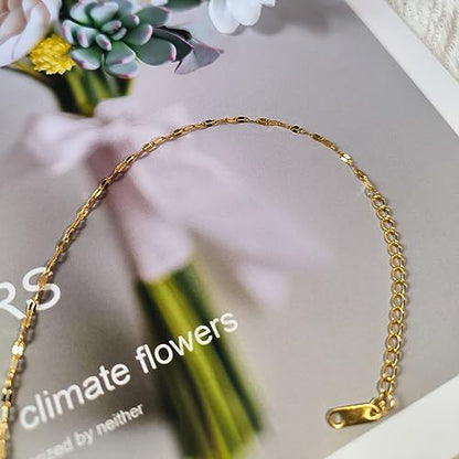 Dainty Choker Necklace for Women 18K Gold Plated Shining Dots Box Chain Sparkle Necklaces Cute Paperclip Link Herringbone Necklace Exquisite Jewelry Gifts for Mom Girlfriend - style: Lip GD