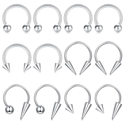 Zolure 16g Lip Rings Horseshoe Labret Jewelry Lip Barbell Ring Spike Snake Bite Piercing Jewelry Tragus Helix Earrings Studs Medusa Piercing for Women Men - color: 16G 8mm #3