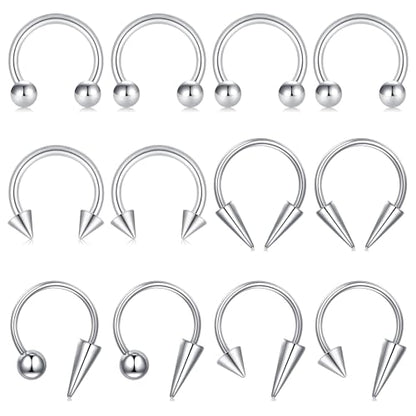 Zolure 16g Lip Rings Horseshoe Labret Jewelry Lip Barbell Ring Spike Snake Bite Piercing Jewelry Tragus Helix Earrings Studs Medusa Piercing for Women Men - color: 16G 8mm #3