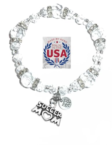 Hidden Hollow Beads Women's Crystal Stretch Charm Bracelet Handmade USA Inspirational Friendship Gift Jewelry for Her - style: Soccer Mom