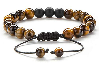 Men Women 8mm Tiger Eye Stone Beads Bracelet - color: Tiger Eye Matte-21018