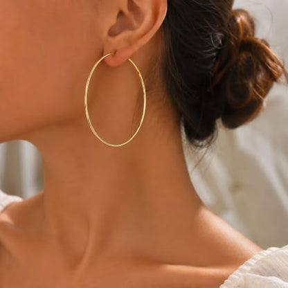 Big Chunky Gold Hoop Earrings for Women Beaded Large Statement Earrings Lightweight Fashion Jewelry Daily Wear Party Gift - color: E1:Gold 5cm