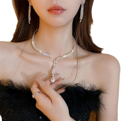 Necklace for Women Silver Plated White Teardrop Cubic Zirconia Chain Necklace Adjustable Fashion Trendy Dainty Simple Minimalism Jewelry Gift