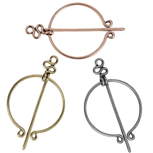 Vintage Viking Brooch Pin Lapel for Women Men Cloak Scarf Shawl Buckle Clasp Pin Brooches Penannular Brooch and Pin Sets Jewelry - color: 4