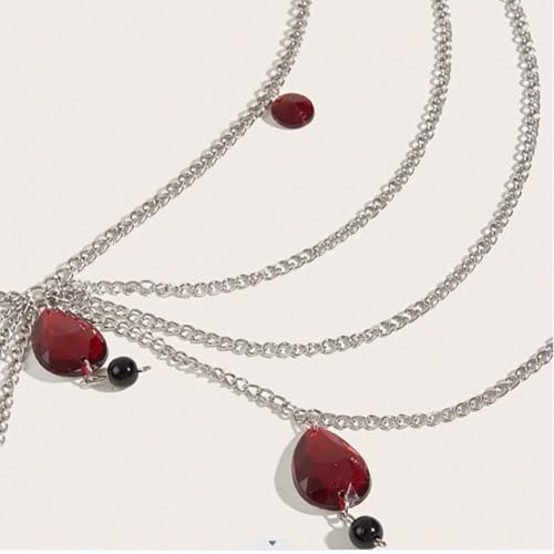 Gothic Crystal Tassel Waist Chain for Women White Red Crystal Waterdrop Chain Waist Chain Multilayered Punk Metal Waist Chain Goth Vampire Jewelry Christmas Halloween Wedding Party Daily Party Birthday Dress Costume Jewelry