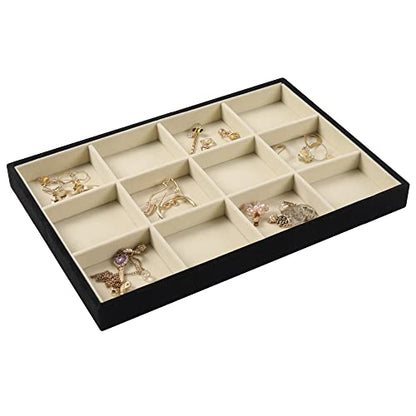 DIOMMELL Set of 4 Stackable Jewelry Trays Organizer Jewelry Display Showcase Dresser Drawer Organizer Storage Box for Ring Earring Bracelet Necklace Accessary
