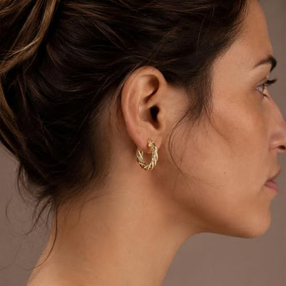 Twisted Hoop Earrings for Women - 14K Gold Plated Braided Hoop Earring | Hypoallergenic Lightweight Twisted Rope Round Hoop Earring | Waterproof Earrings for Women Trendy 20MM