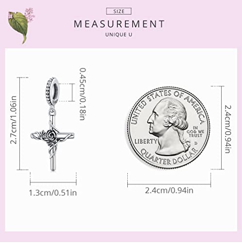 Animal Charms for Bracelets 925 Sterling Silver Bead Charms Bee Butterfly Fox Charm Fits Bracelets and Necklaces Cute Charms for Women - color: Cross