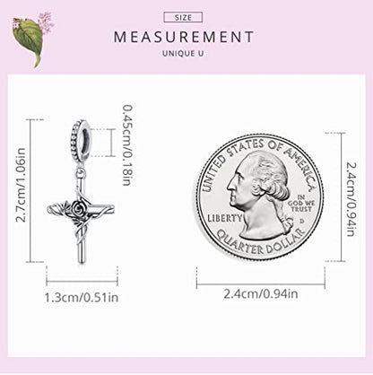 Animal Charms for Bracelets 925 Sterling Silver Bead Charms Bee Butterfly Fox Charm Fits Bracelets and Necklaces Cute Charms for Women - color: Cross